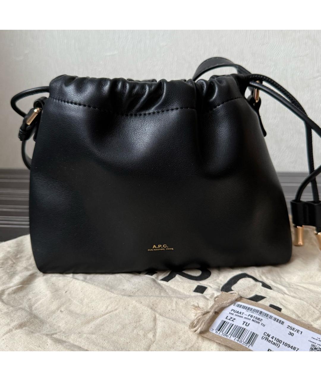 A.P.C. Черная кожаная сумка через плечо, фото 6