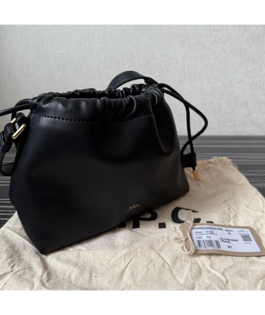 A.P.C. Черная кожаная сумка через плечо, фото 4