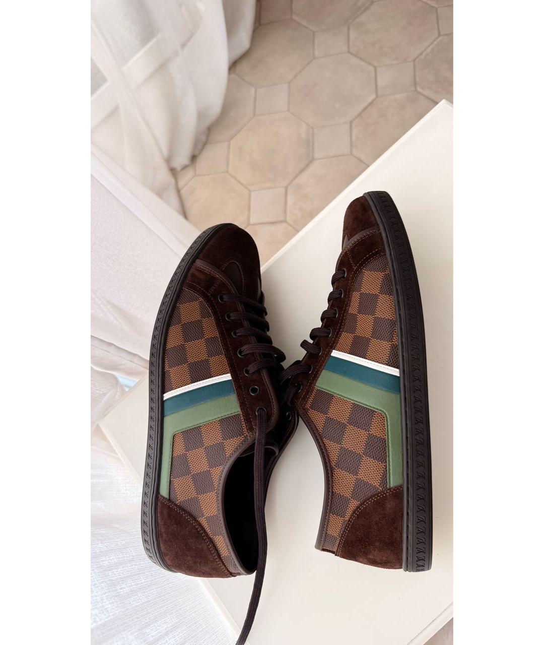 LOUIS VUITTON Коричневые замшевые низкие кроссовки / кеды, фото 5