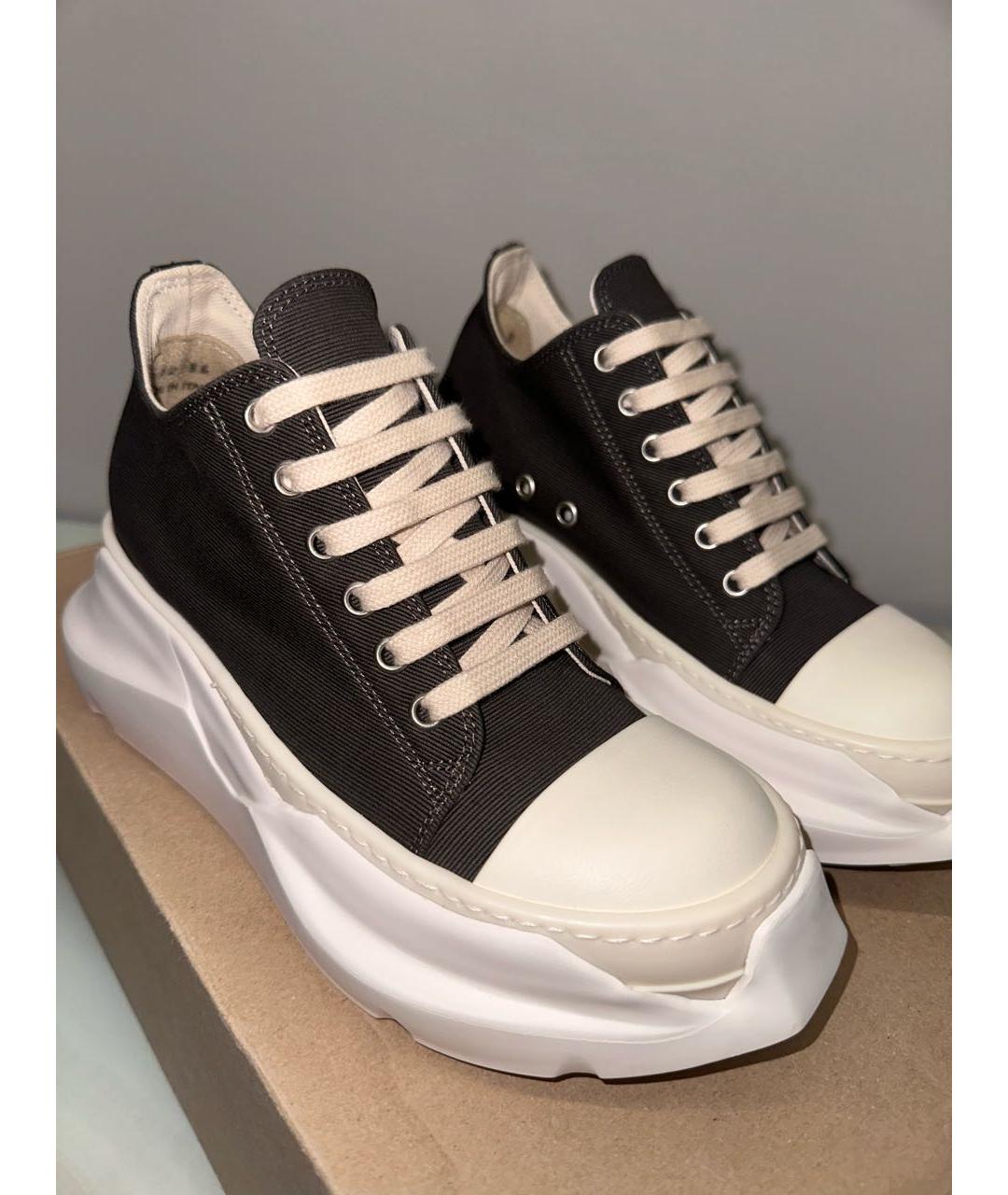 RICK OWENS Антрацитовые текстильные кеды, фото 4