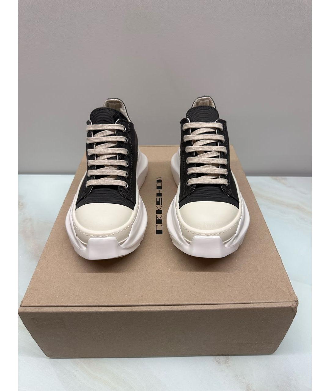 RICK OWENS Антрацитовые текстильные кеды, фото 2