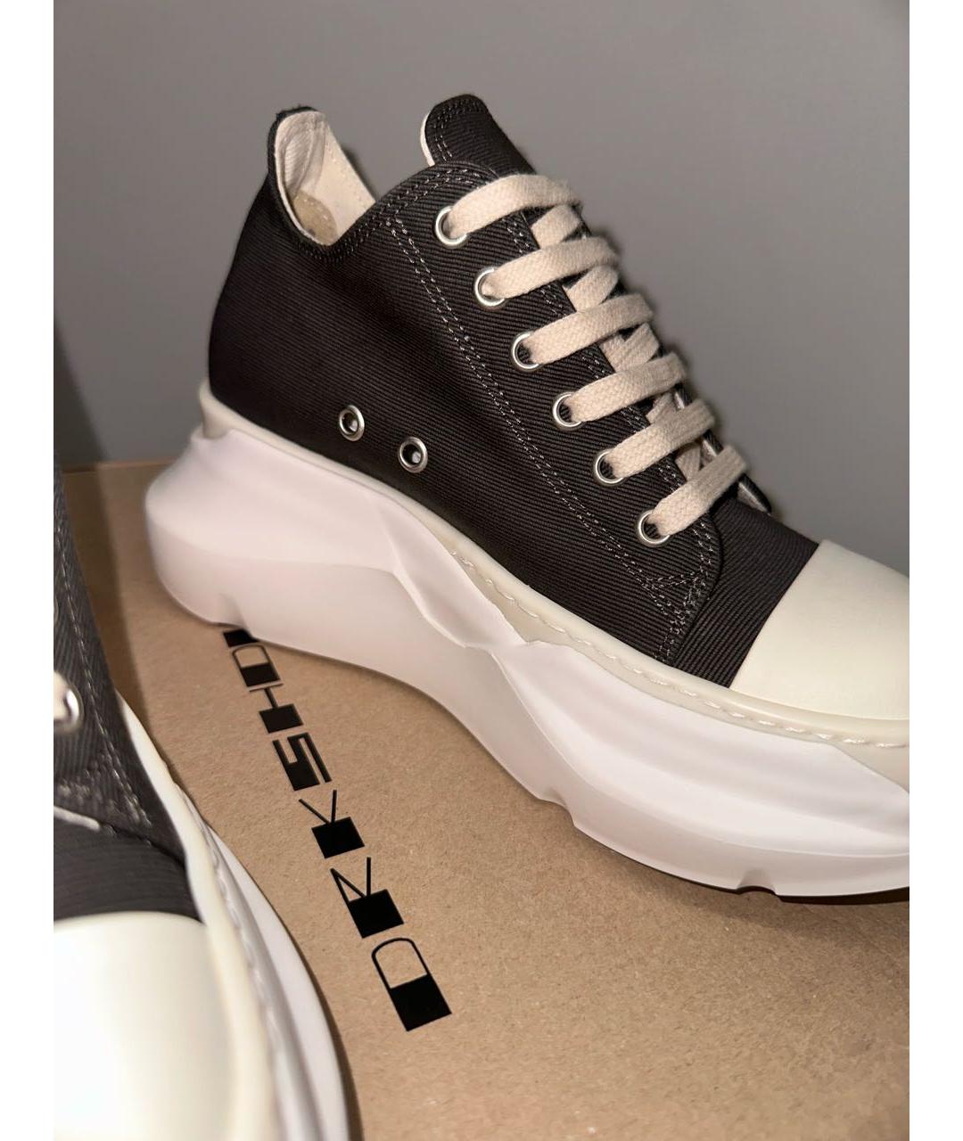 RICK OWENS Антрацитовые текстильные кеды, фото 5