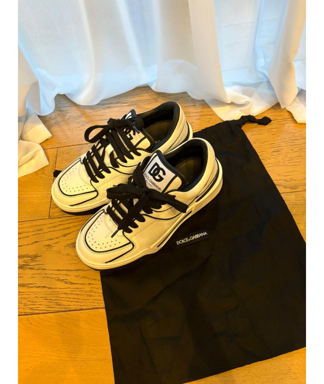 DOLCE&GABBANA Белые кожаные кроссовки, фото 8