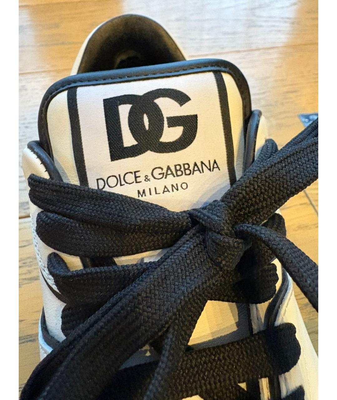 DOLCE&GABBANA Белые кожаные кроссовки, фото 4