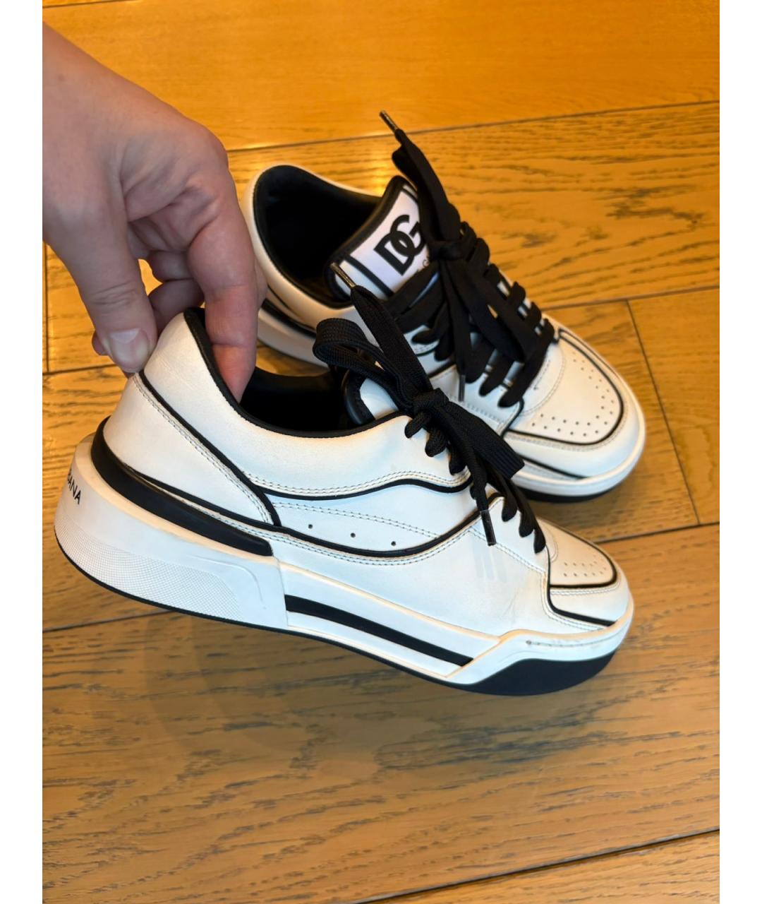 DOLCE&GABBANA Белые кожаные кроссовки, фото 9