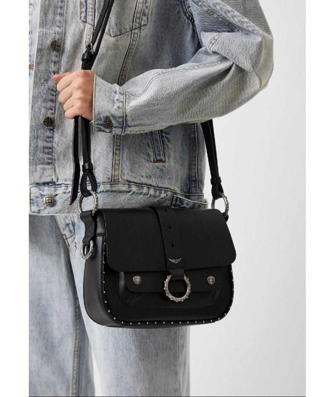 ZADIG & VOLTAIRE Черная кожаная сумка через плечо, фото 6