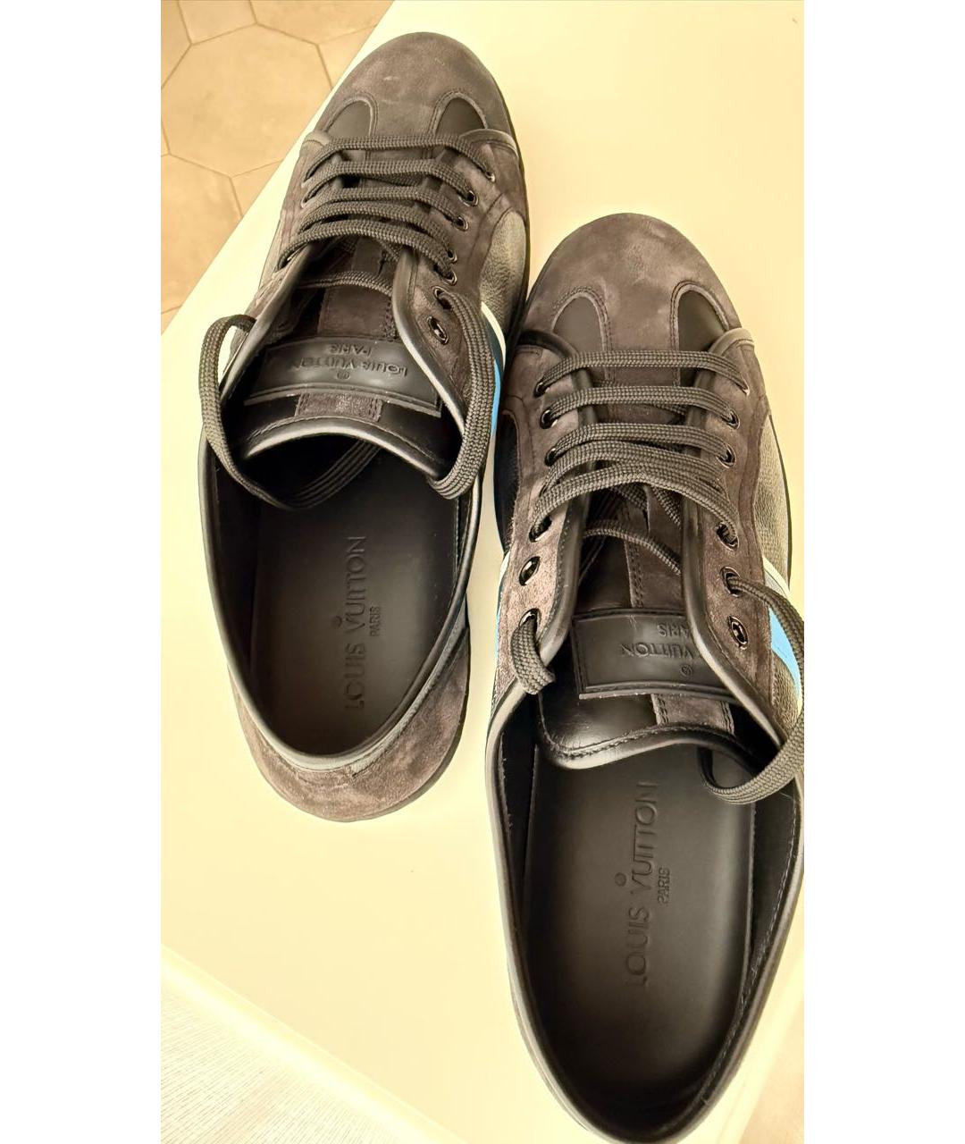 LOUIS VUITTON Серые кожаные низкие кроссовки / кеды, фото 3