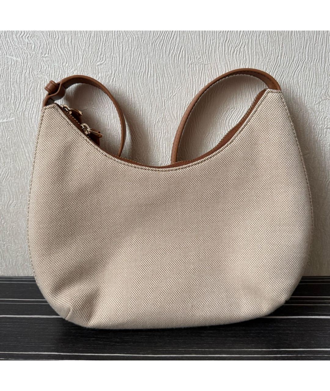 FURLA Бежевая тканевая сумка с короткими ручками, фото 7