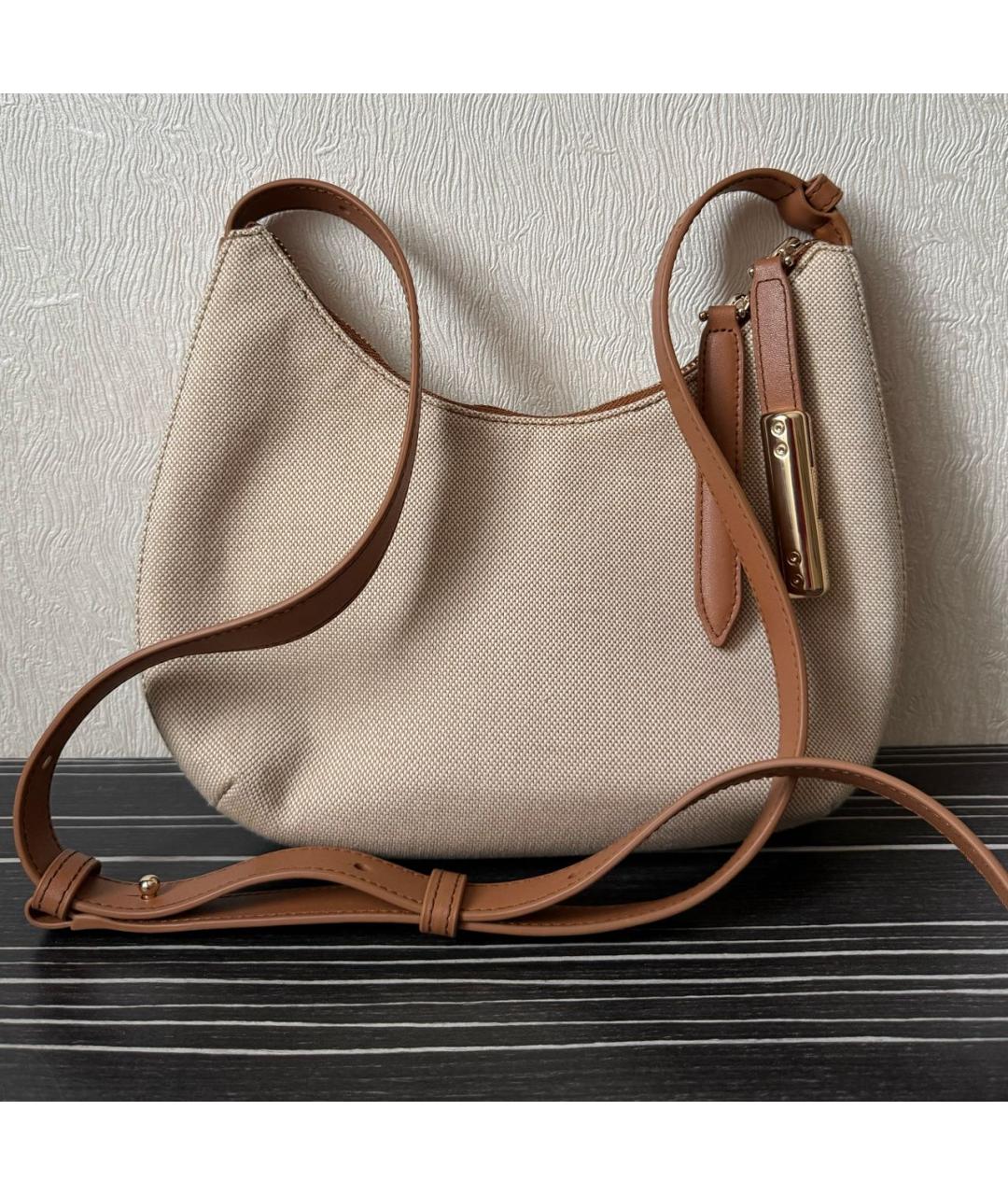 FURLA Бежевая тканевая сумка с короткими ручками, фото 3