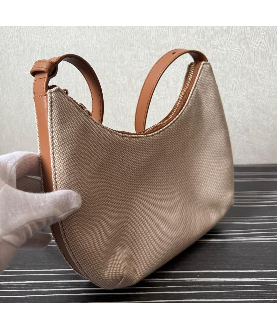 FURLA Бежевая тканевая сумка с короткими ручками, фото 2