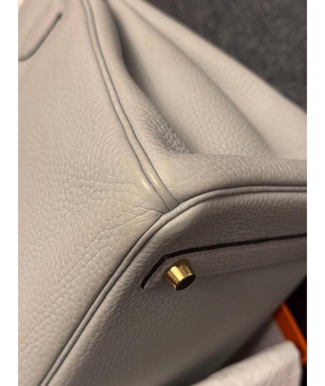HERMES Бежевая кожаная сумка с короткими ручками, фото 4