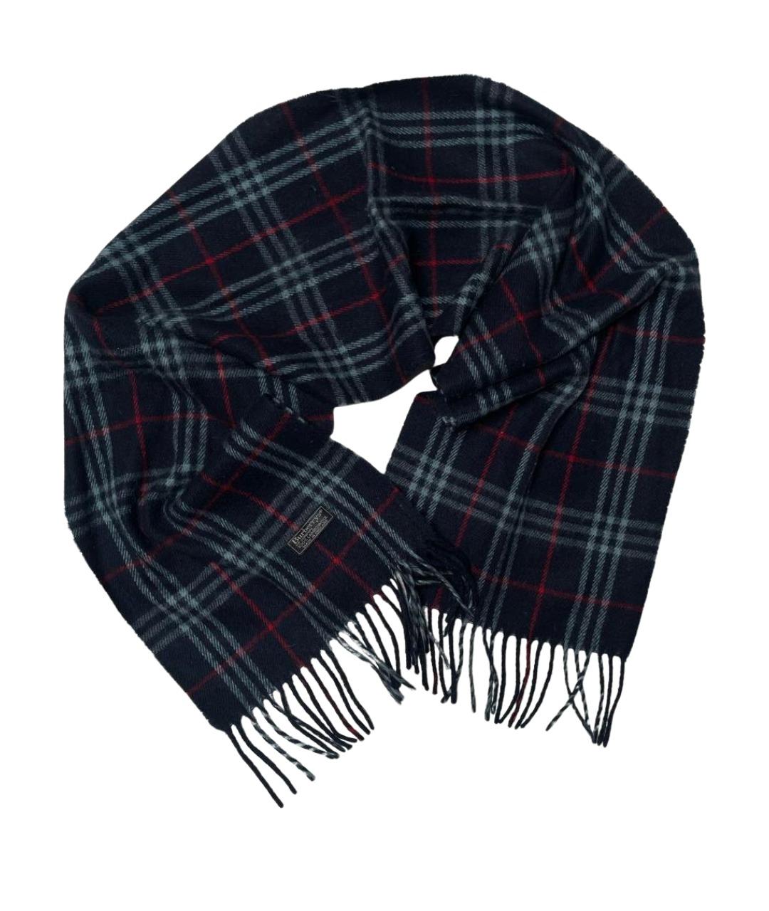 BURBERRY Темно-синий шерстяной шарф, фото 1