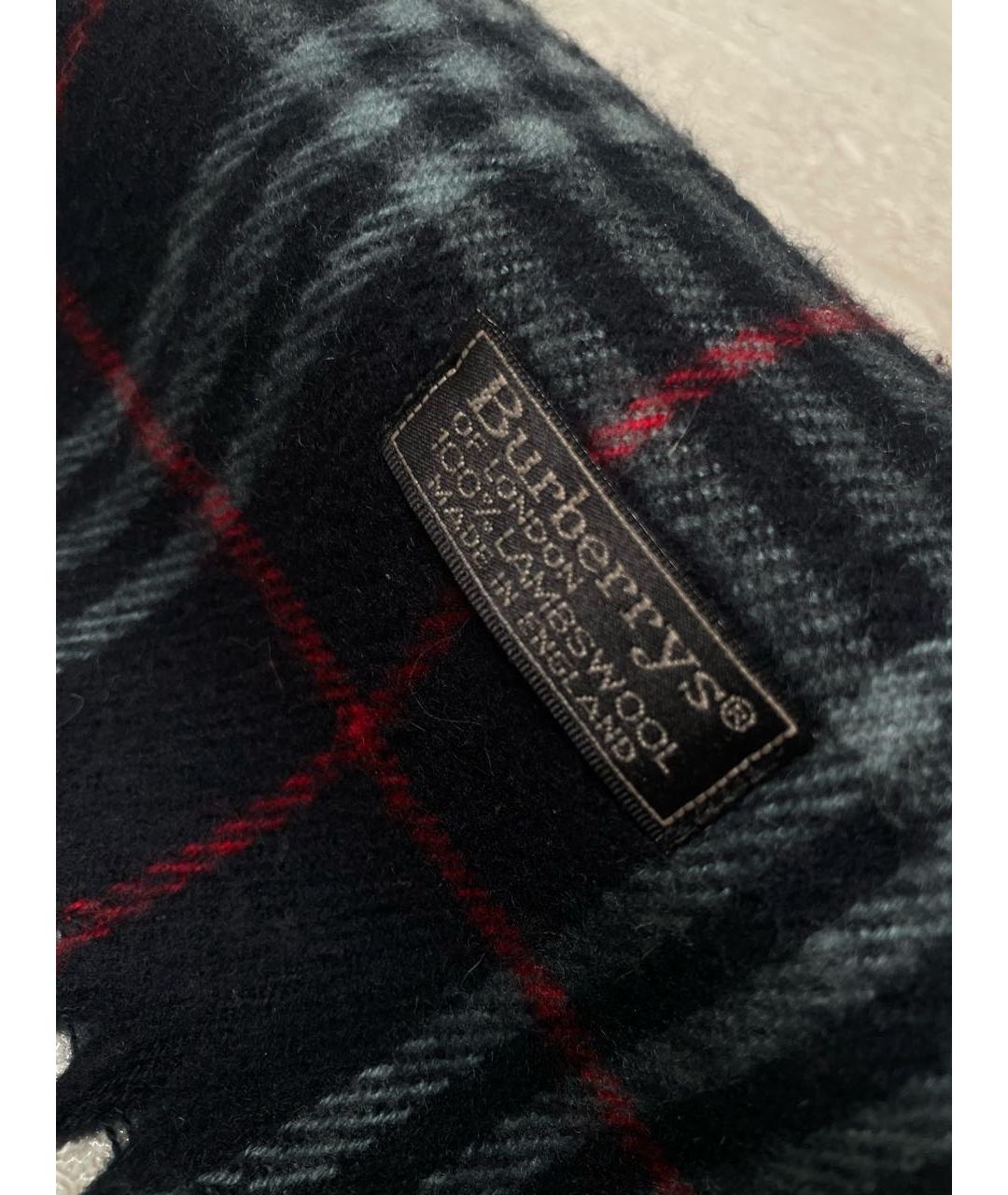 BURBERRY Темно-синий шерстяной шарф, фото 4
