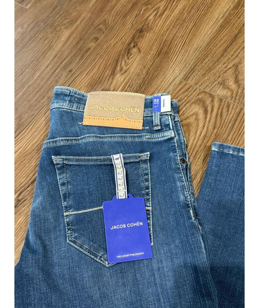 JACOB COHEN Синие хлопко-эластановые джинсы скинни, фото 4