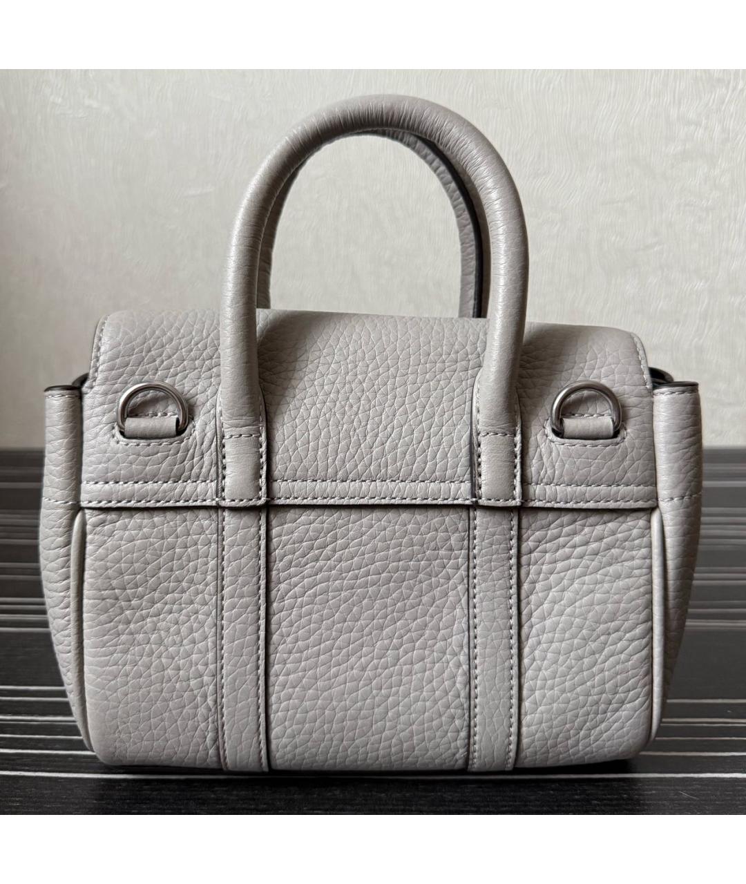MULBERRY Серая кожаная сумка с короткими ручками, фото 3