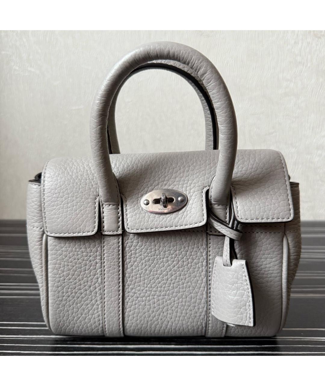 MULBERRY Серая кожаная сумка с короткими ручками, фото 9