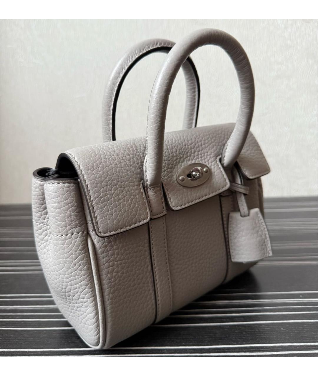 MULBERRY Серая кожаная сумка с короткими ручками, фото 2