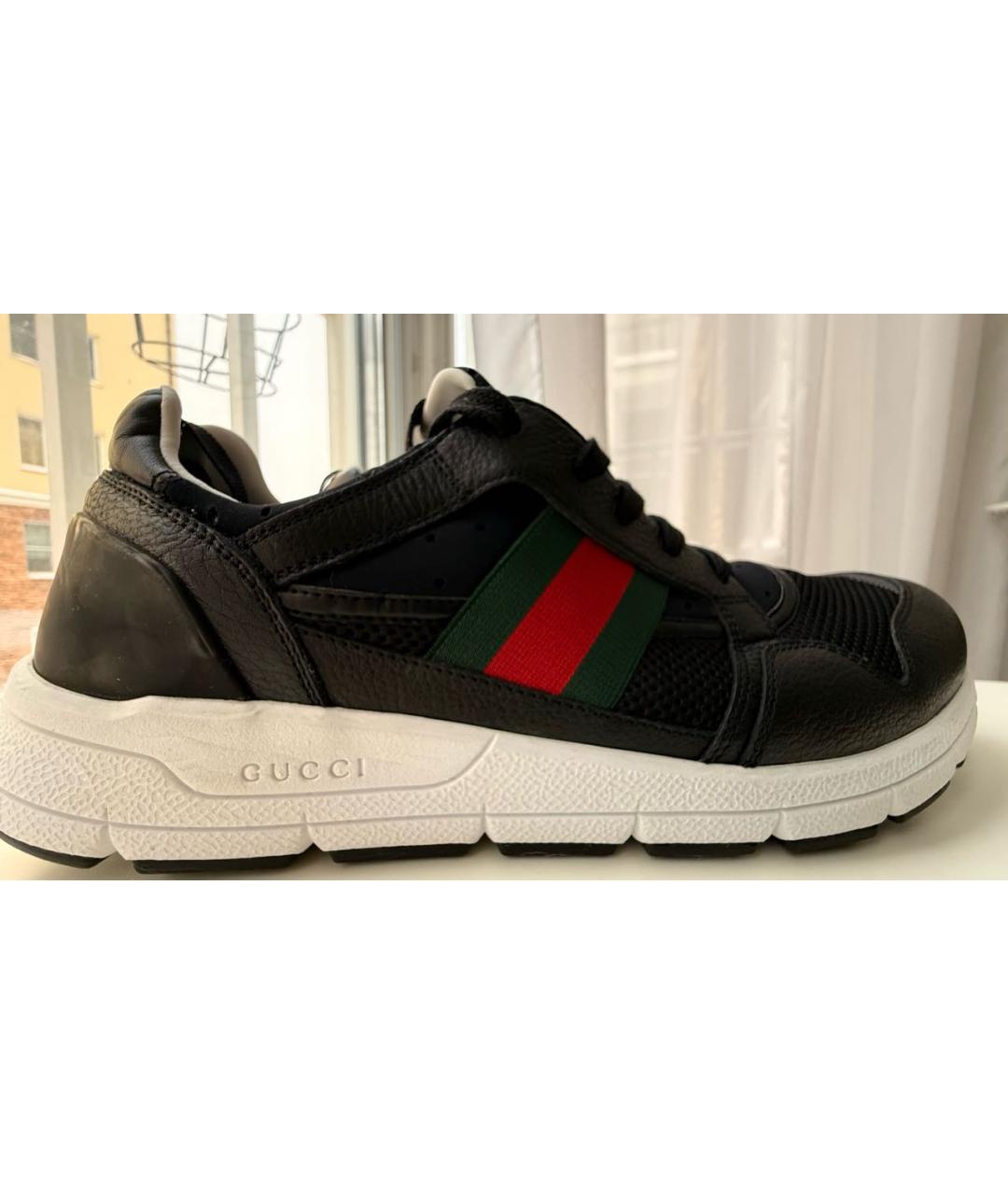 GUCCI Черные текстильные низкие кроссовки / кеды, фото 5