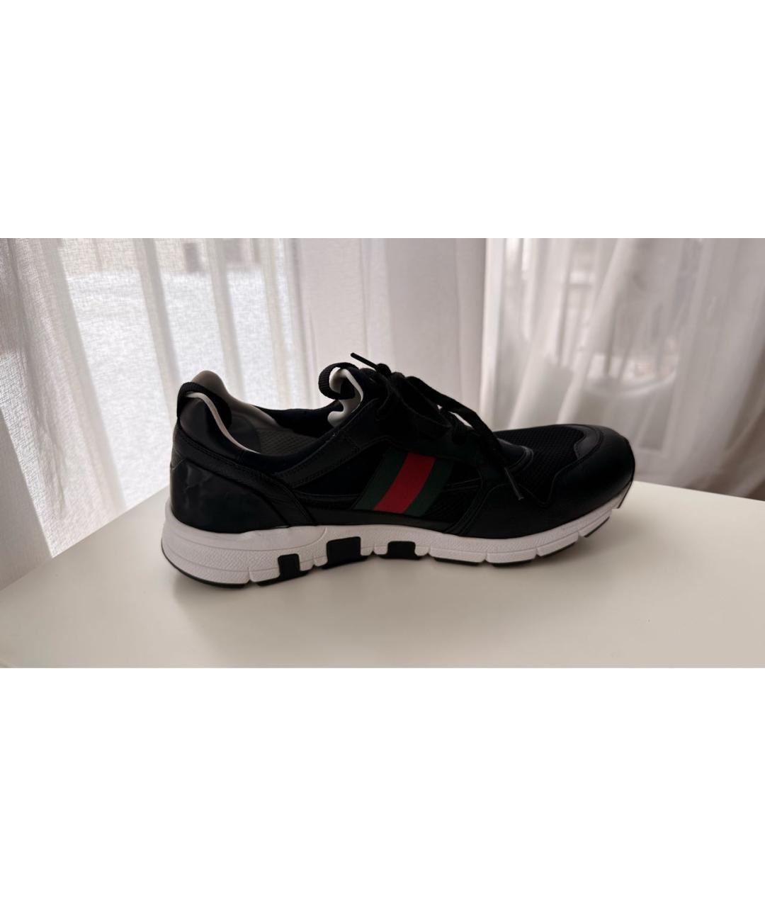 GUCCI Черные текстильные низкие кроссовки / кеды, фото 4
