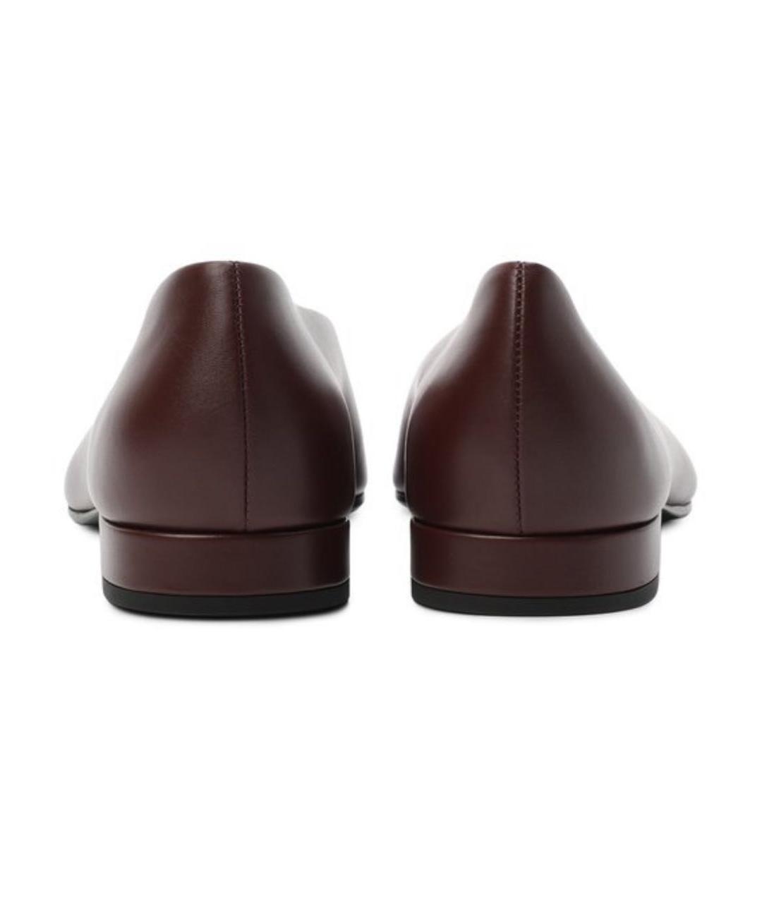 LORO PIANA Бордовые кожаные балетки, фото 4