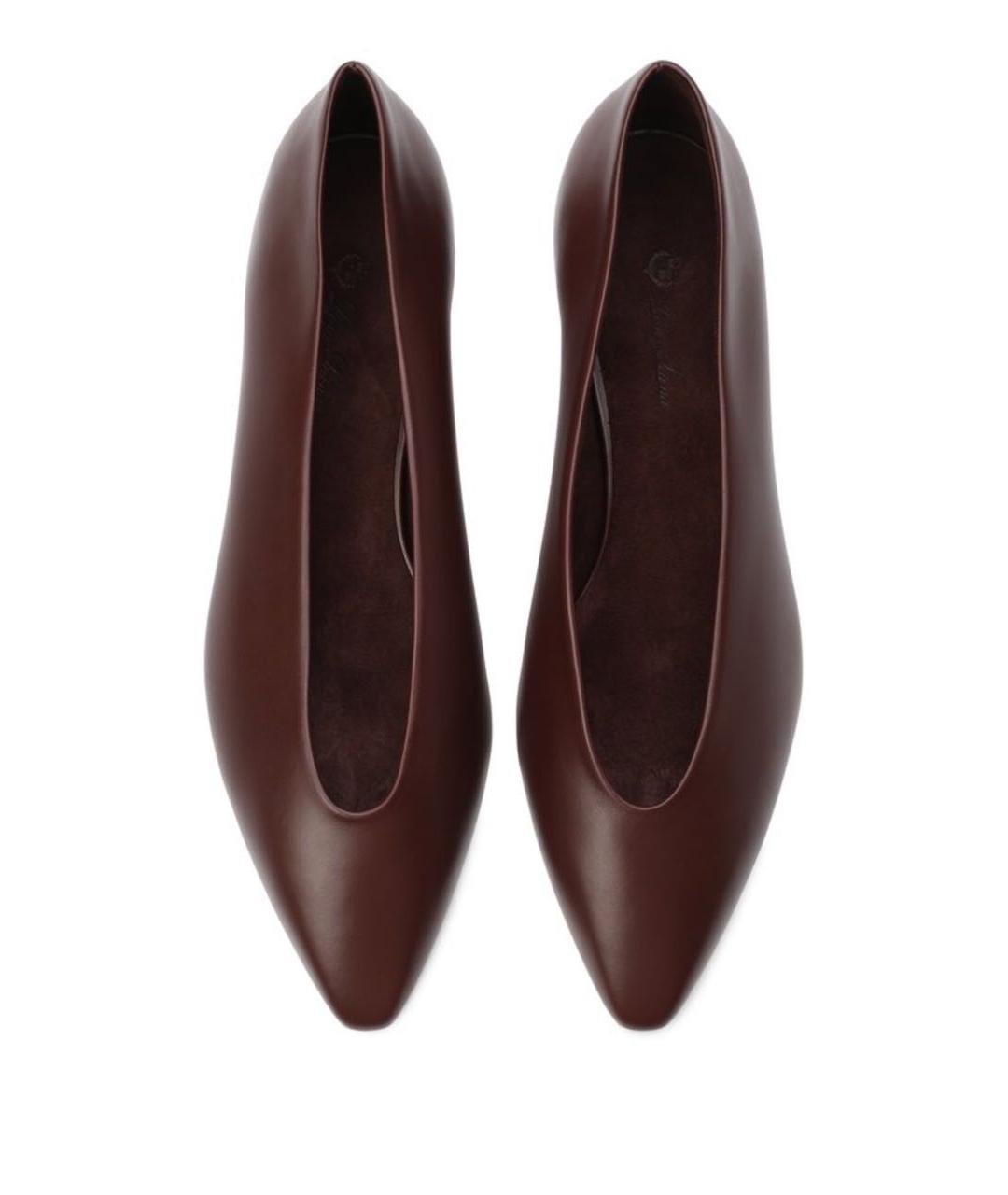 LORO PIANA Бордовые кожаные балетки, фото 2