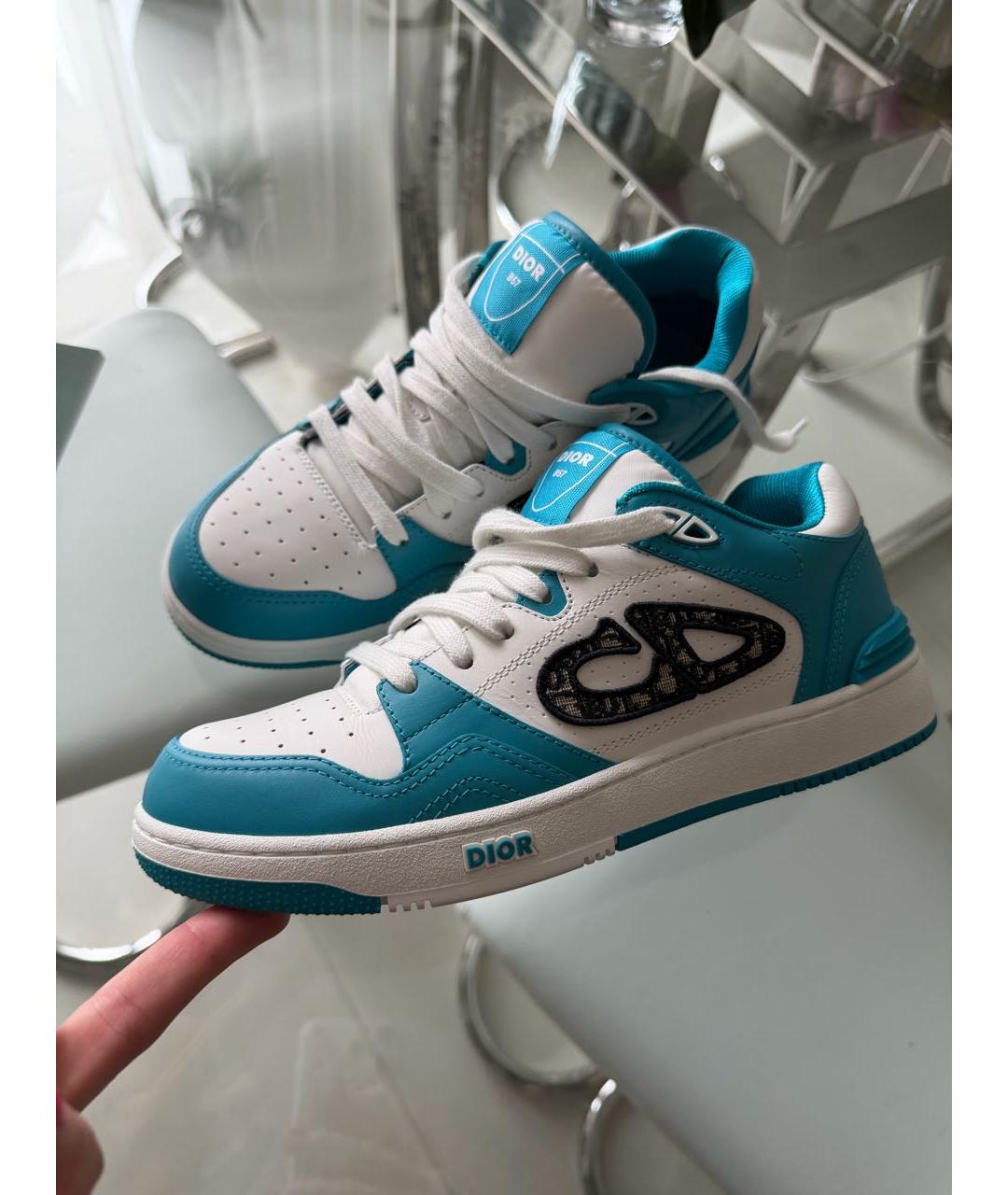 CHRISTIAN DIOR Голубые кожаные низкие кроссовки / кеды, фото 5