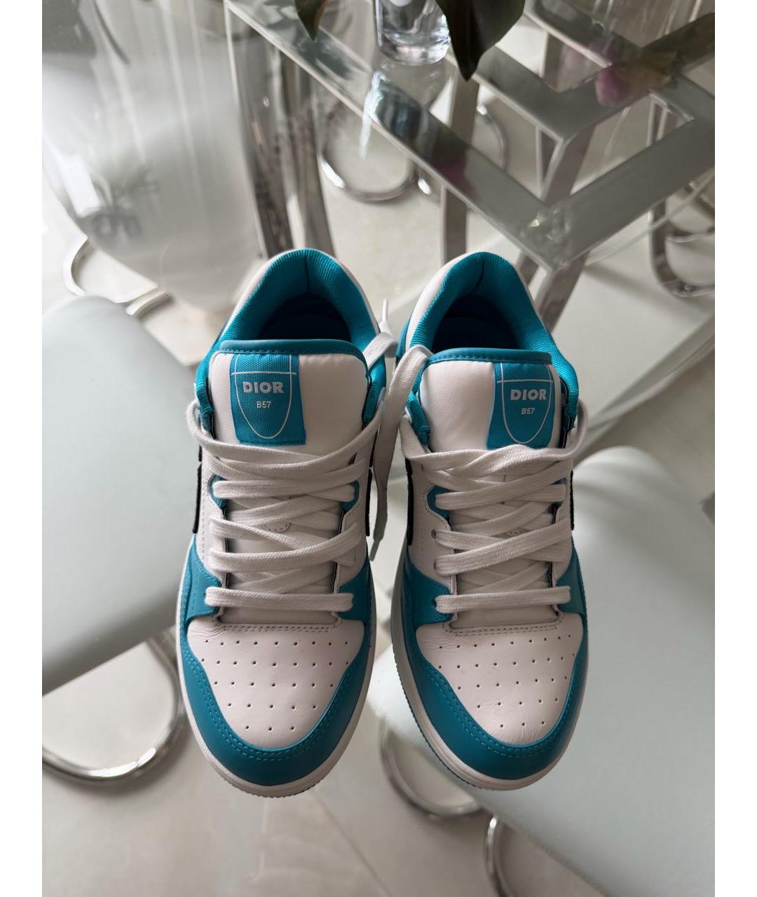 CHRISTIAN DIOR Голубые кожаные низкие кроссовки / кеды, фото 3