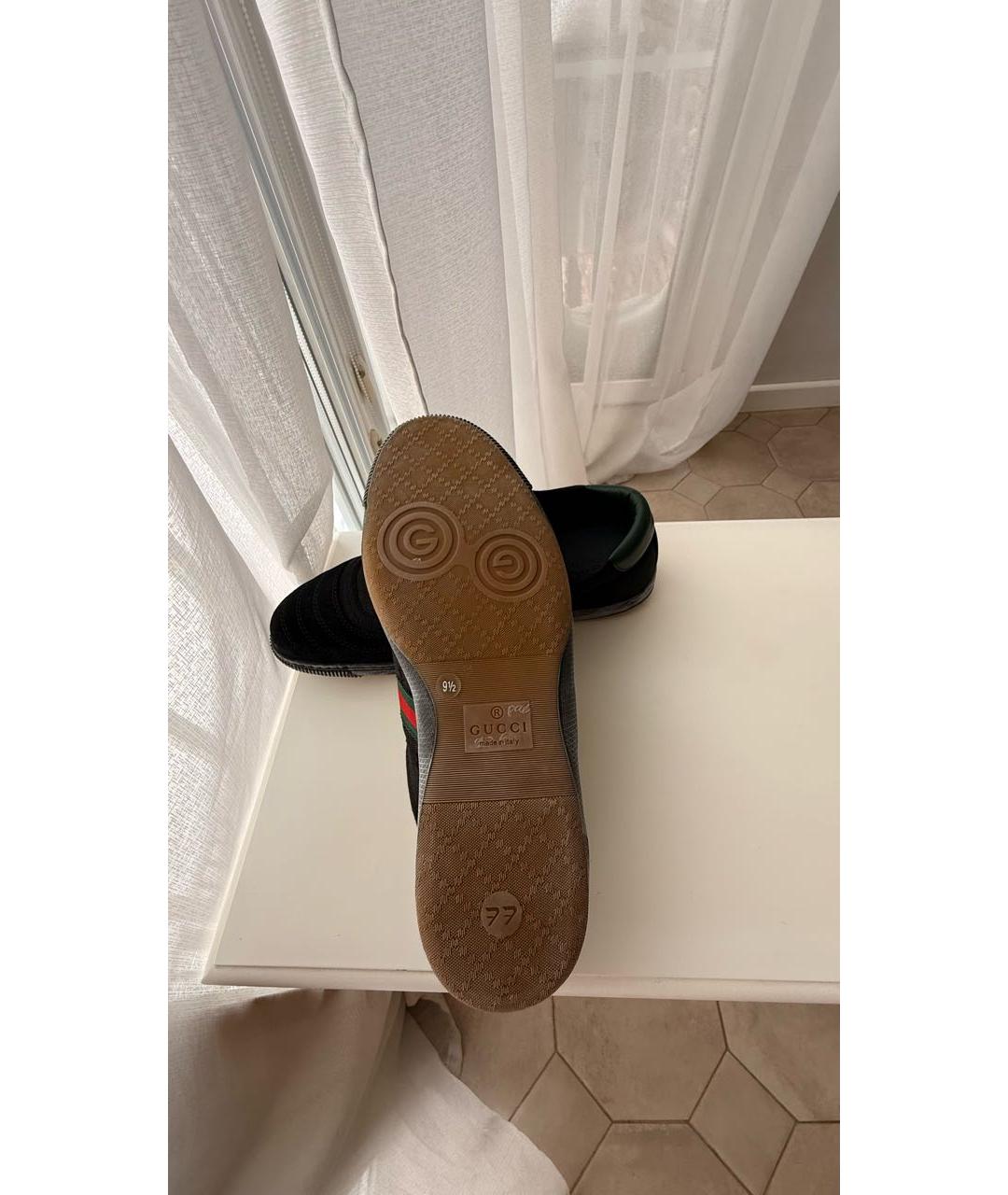 GUCCI Черные текстильные низкие кроссовки / кеды, фото 4