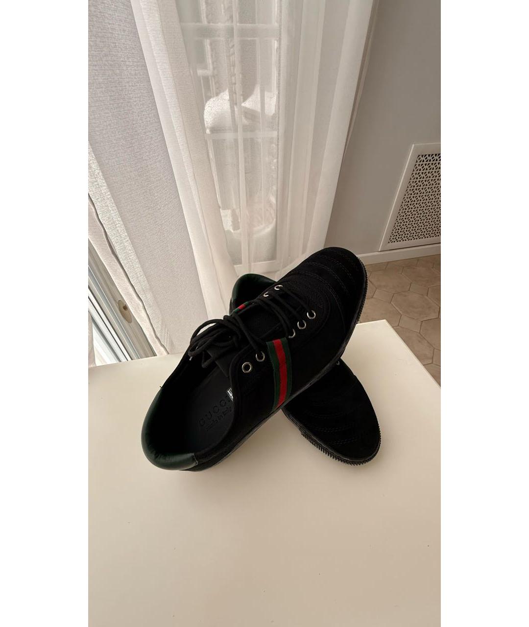 GUCCI Черные текстильные низкие кроссовки / кеды, фото 3