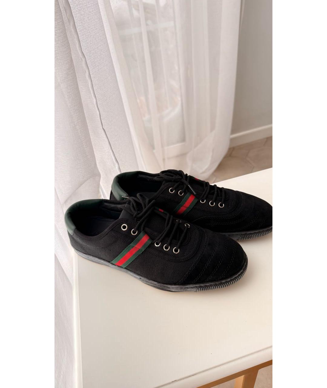 GUCCI Черные текстильные низкие кроссовки / кеды, фото 5