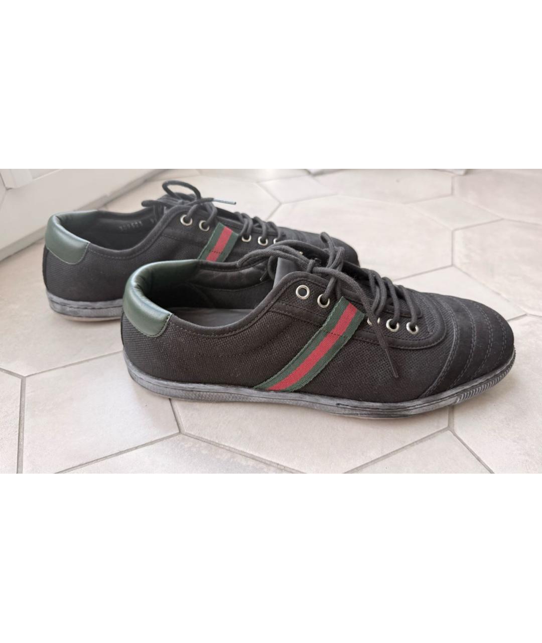 GUCCI Черные текстильные низкие кроссовки / кеды, фото 9