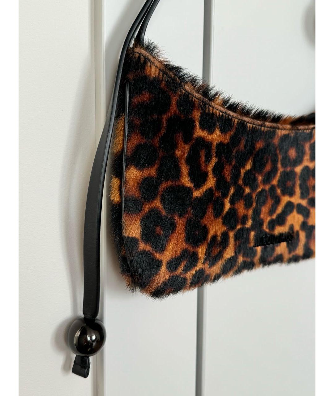 JACQUEMUS Коричневая кожаная сумка с короткими ручками, фото 4