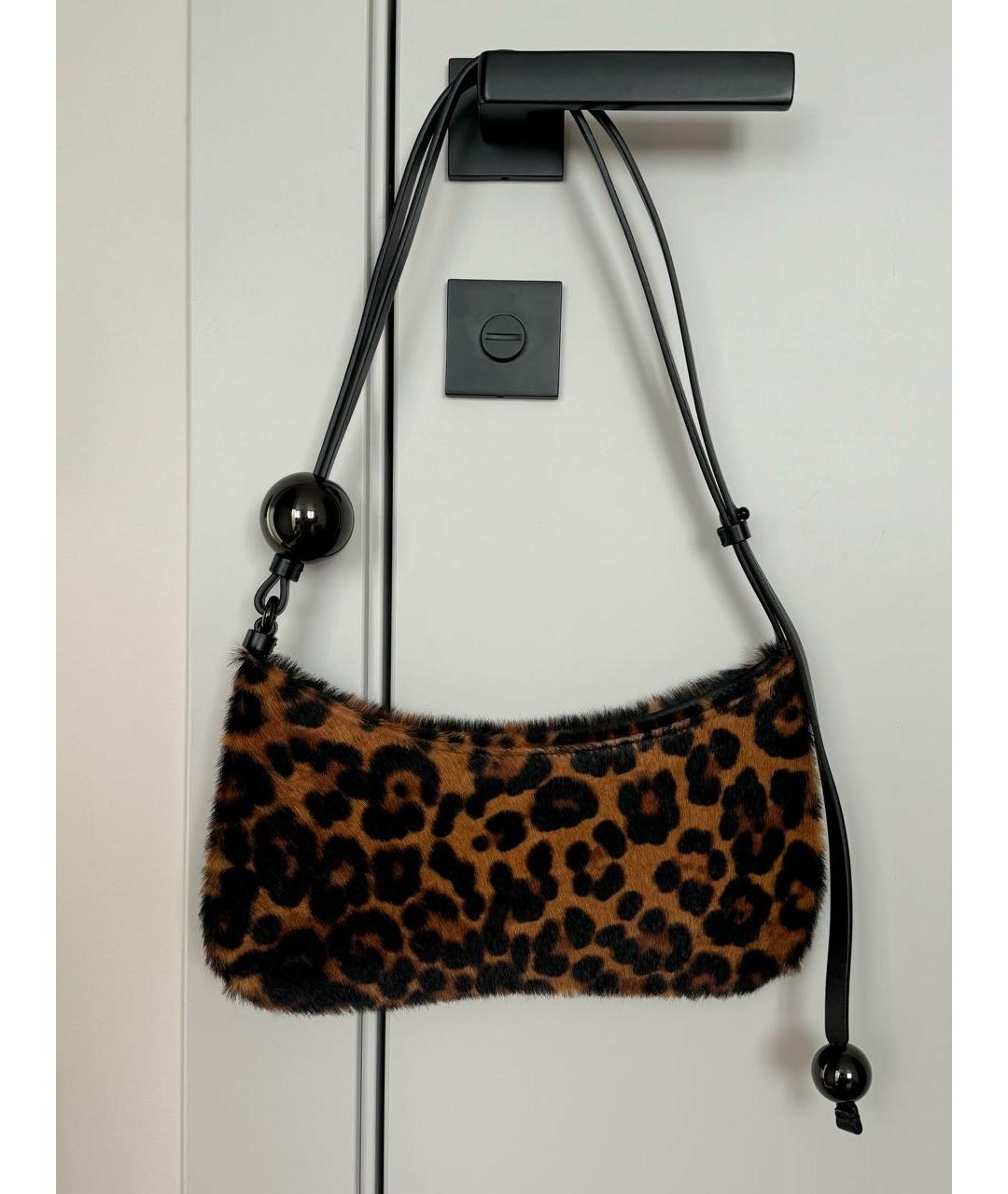 JACQUEMUS Коричневая кожаная сумка с короткими ручками, фото 3