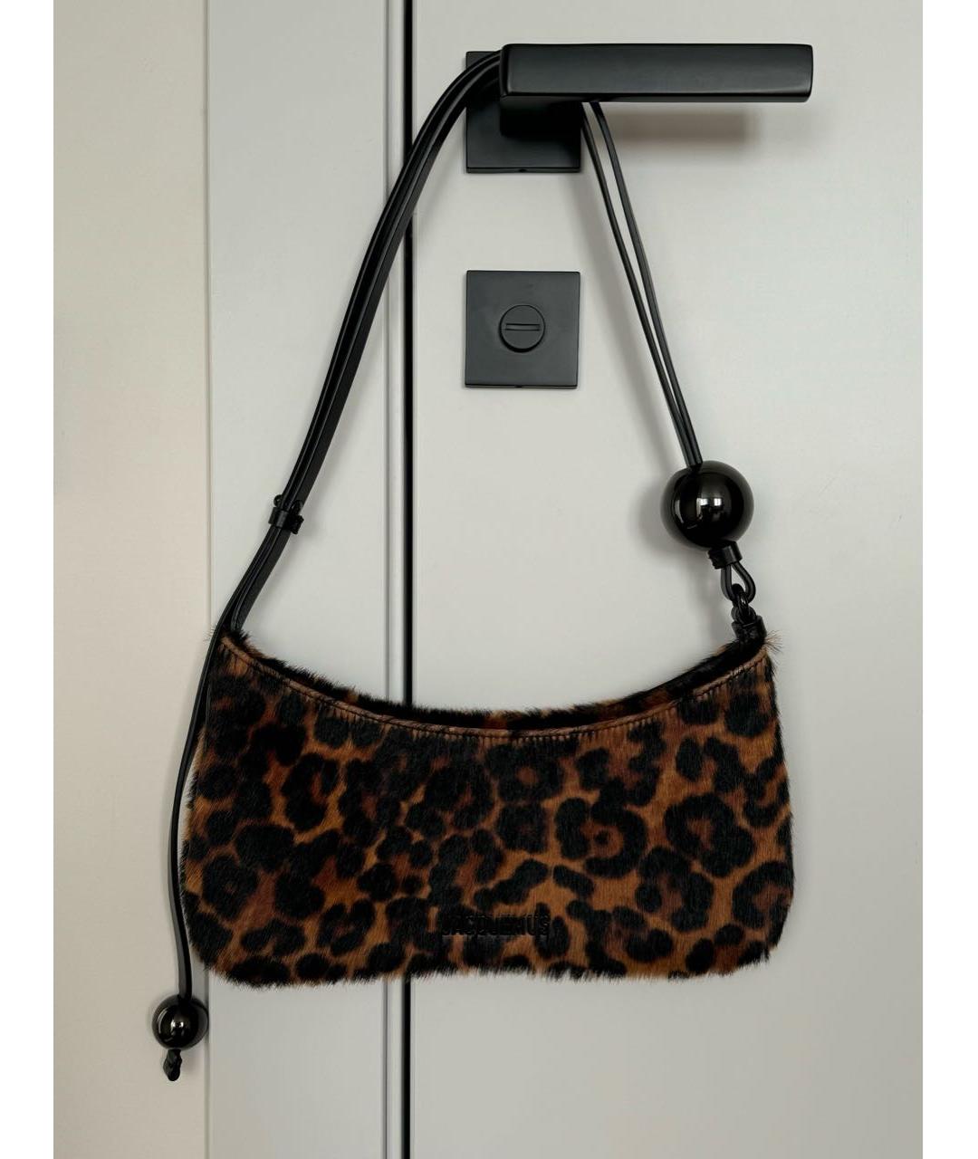 JACQUEMUS Коричневая кожаная сумка с короткими ручками, фото 5