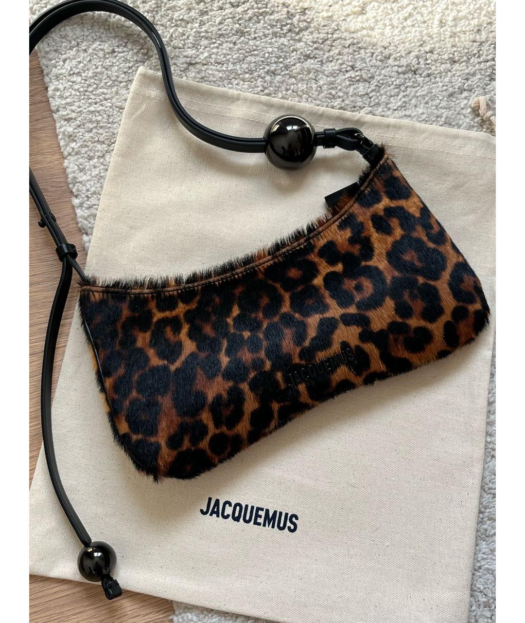 JACQUEMUS Коричневая кожаная сумка с короткими ручками, фото 2