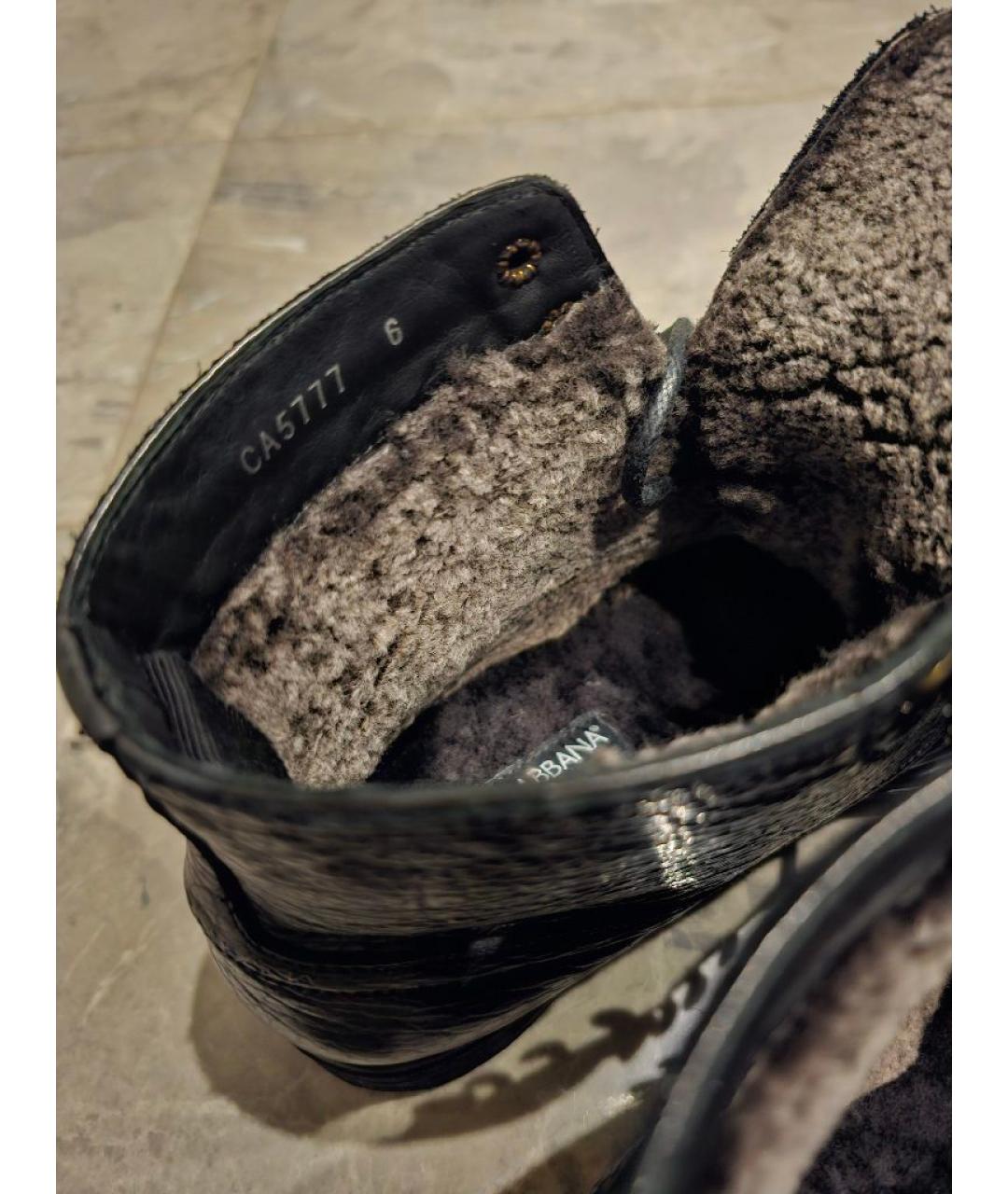 DOLCE&GABBANA Черные кожаные высокие ботинки, фото 8