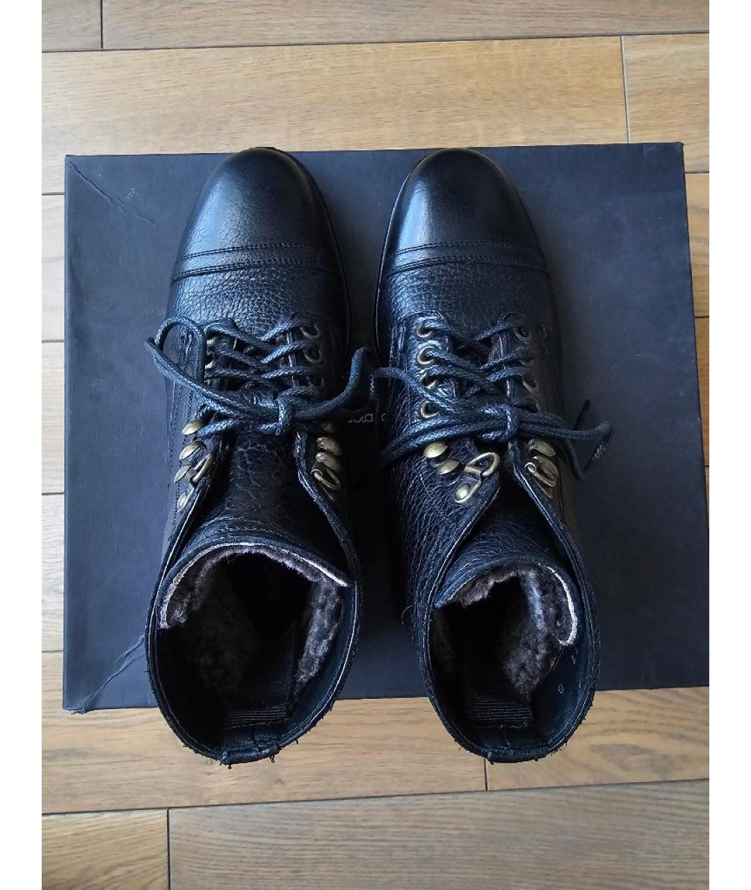 DOLCE&GABBANA Черные кожаные высокие ботинки, фото 3