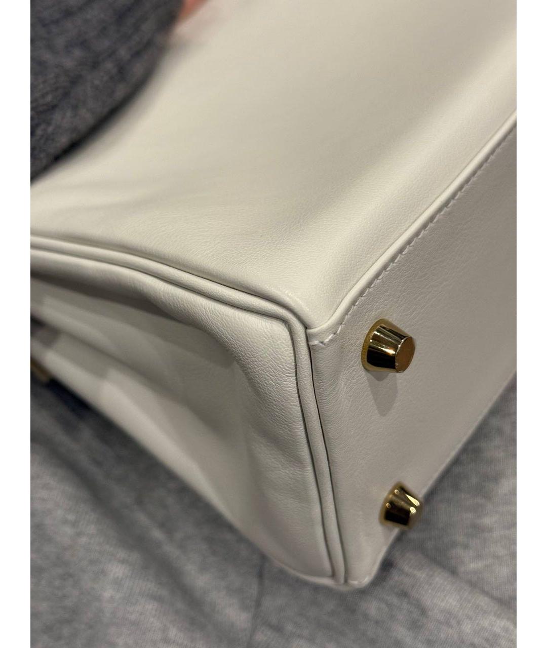 HERMES Белая кожаная сумка с короткими ручками, фото 5