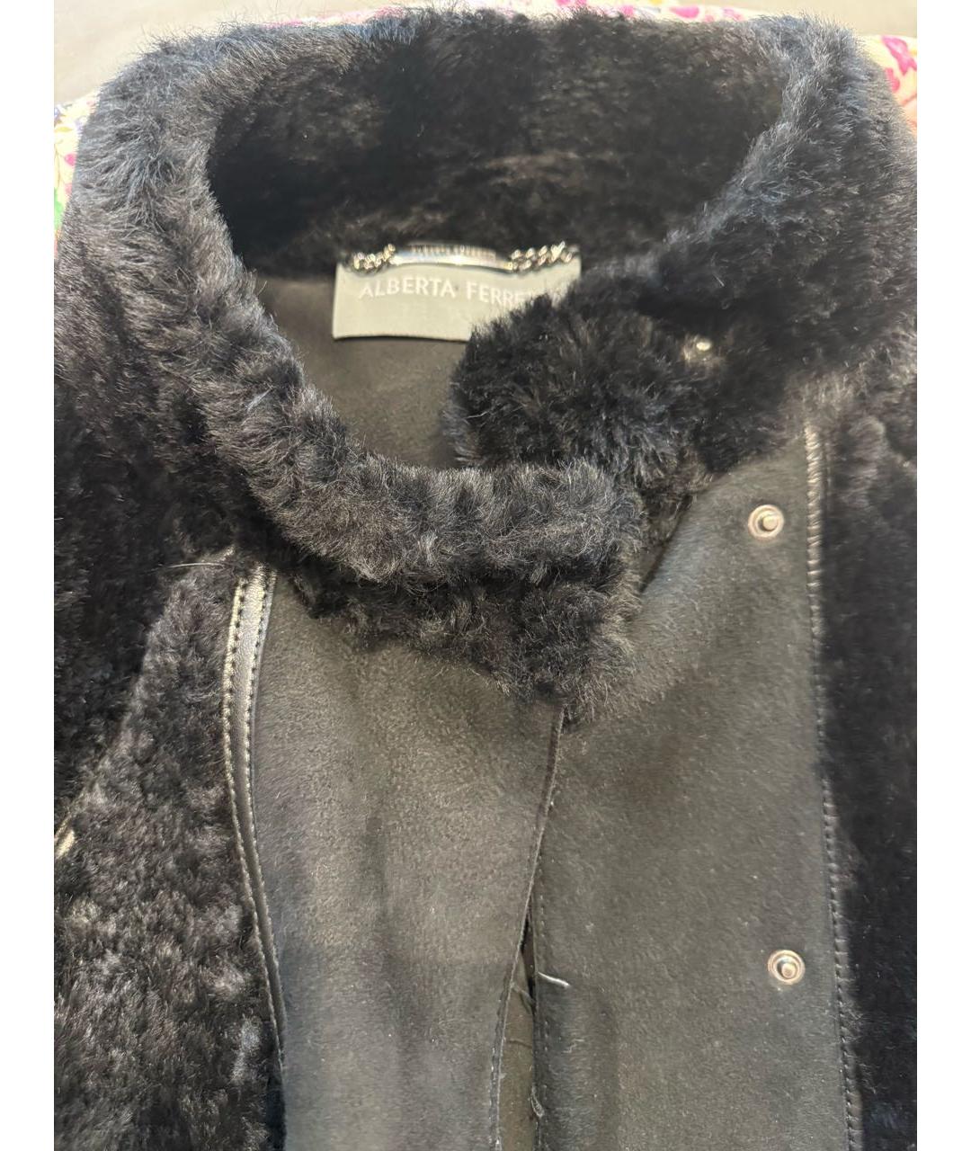 ALBERTA FERRETTI Черная замшевая дубленка, фото 4