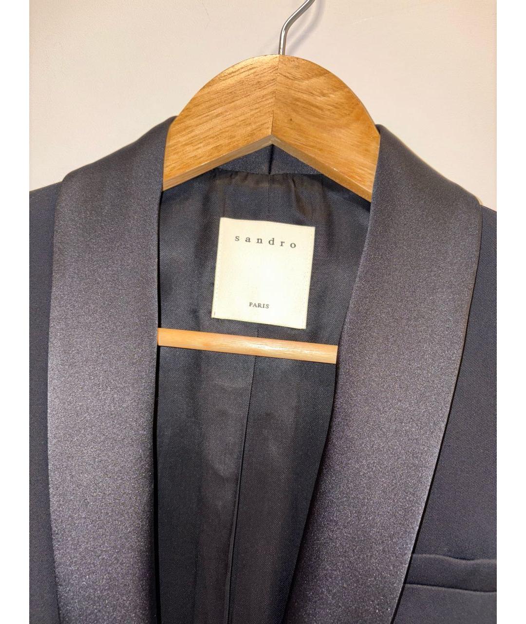 SANDRO Черный атласный костюм с брюками, фото 3