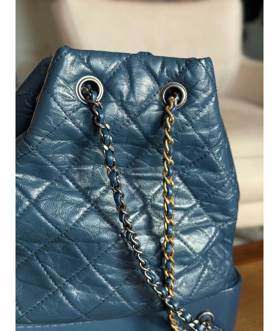 CHANEL Темно-синий кожаный рюкзак, фото 5