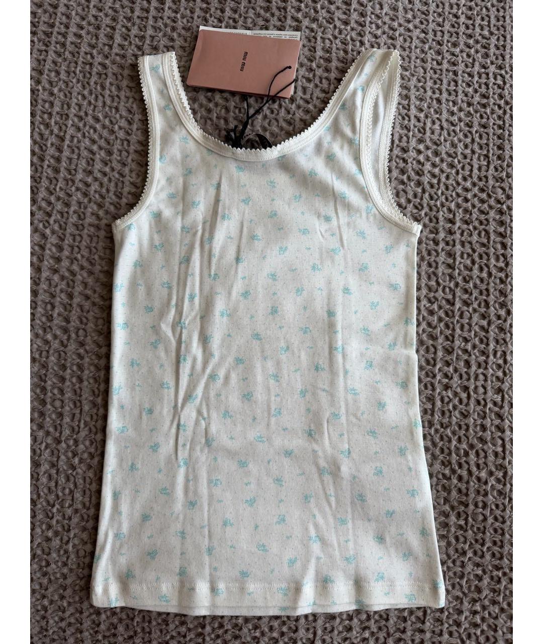 MIU MIU Белая хлопковая майка, фото 3