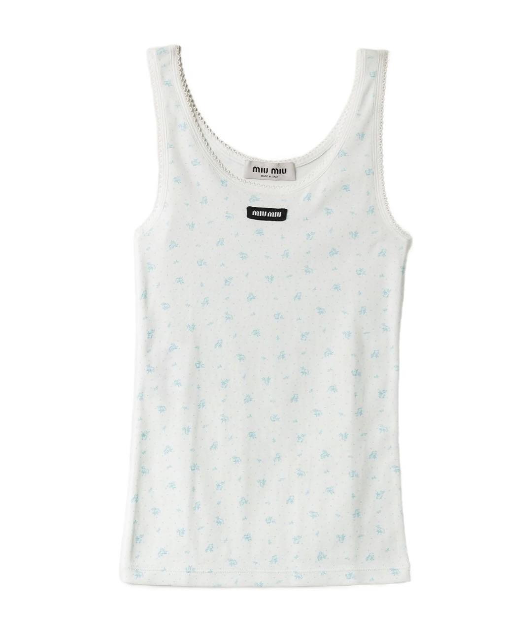 MIU MIU Белая хлопковая майка, фото 4