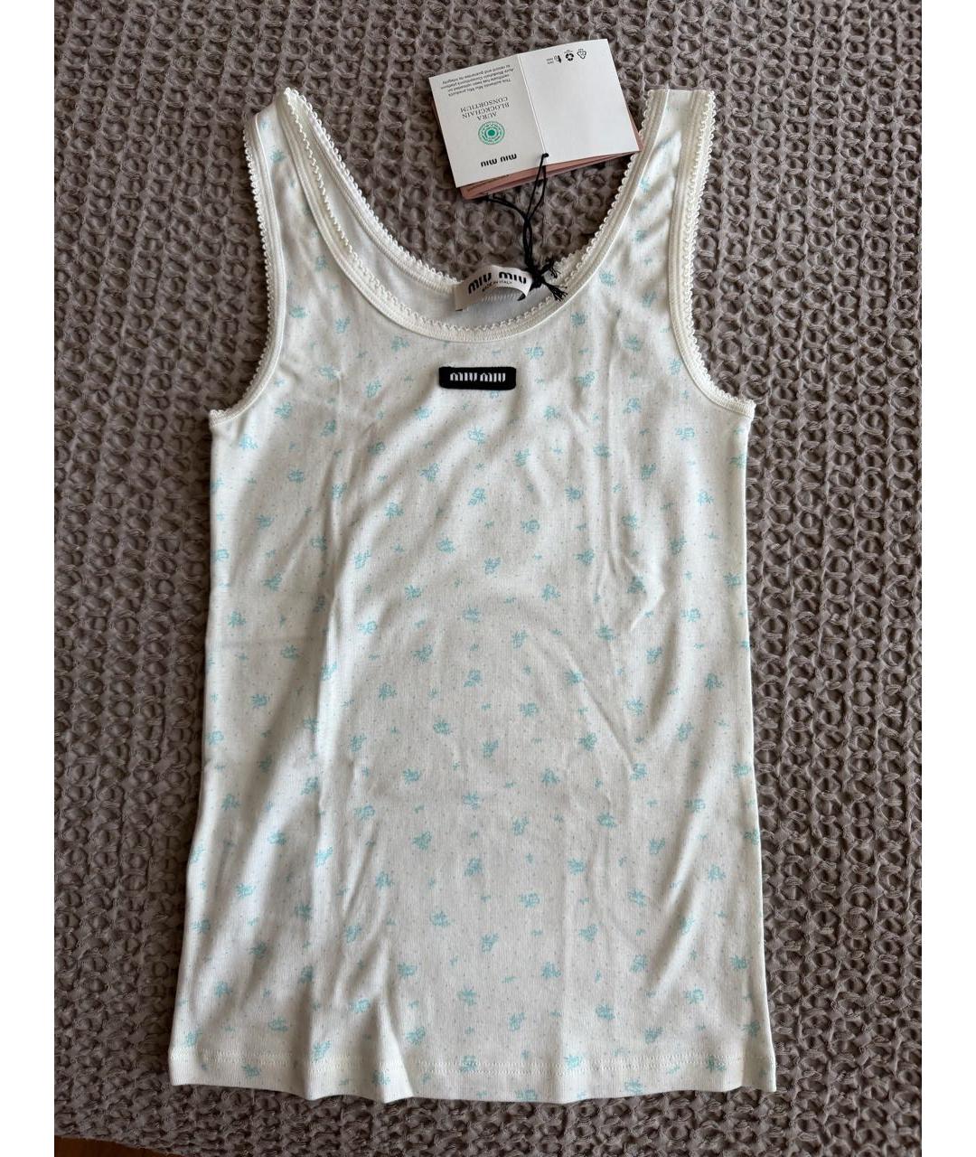 MIU MIU Белая хлопковая майка, фото 2