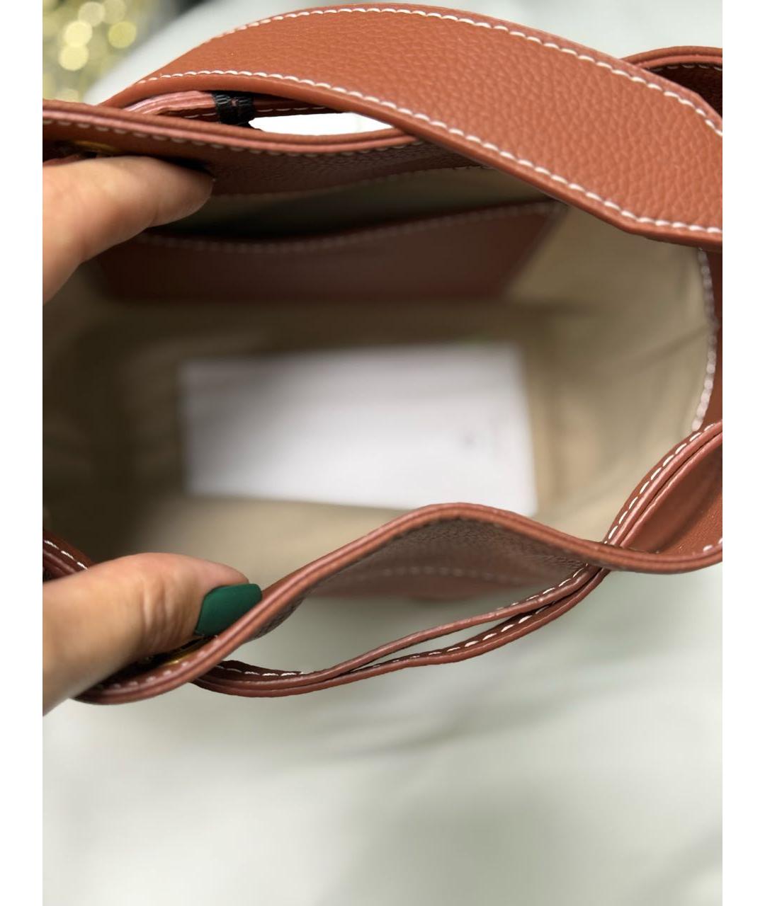 PINKO Коричневая кожаная сумка через плечо, фото 4