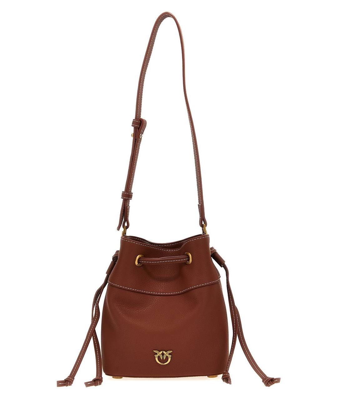 PINKO Коричневая кожаная сумка через плечо, фото 1