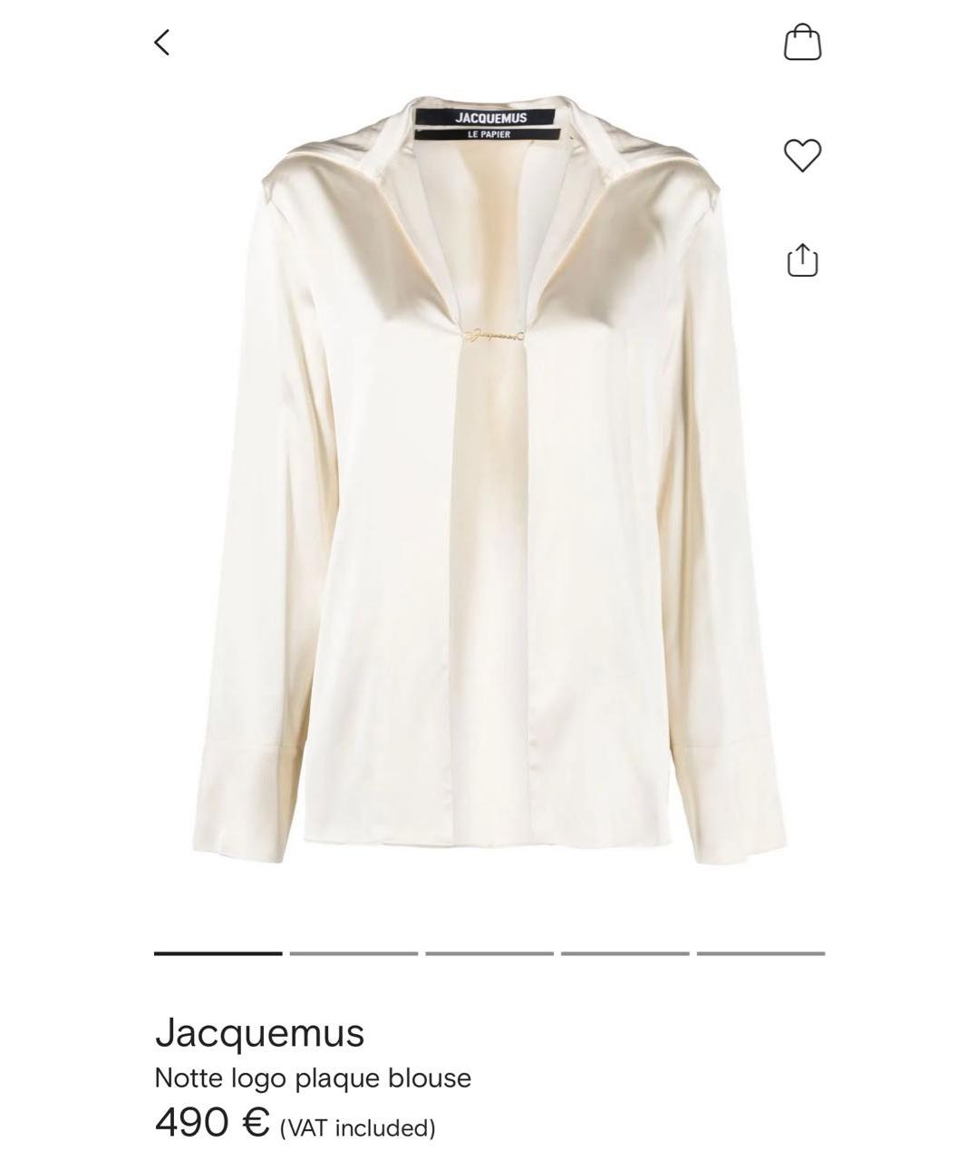 JACQUEMUS Белая вискозная блузы, фото 6