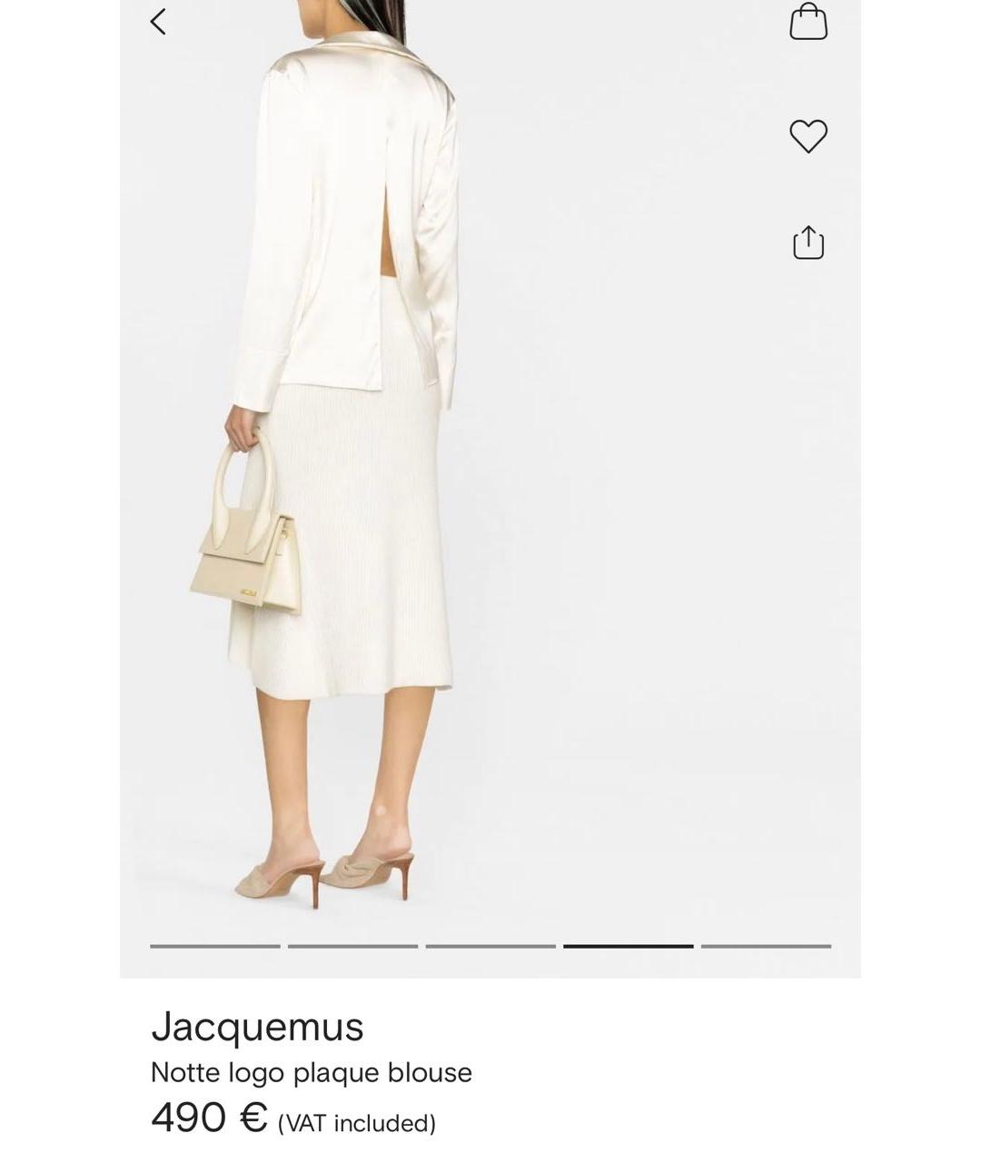 JACQUEMUS Белая вискозная блузы, фото 5