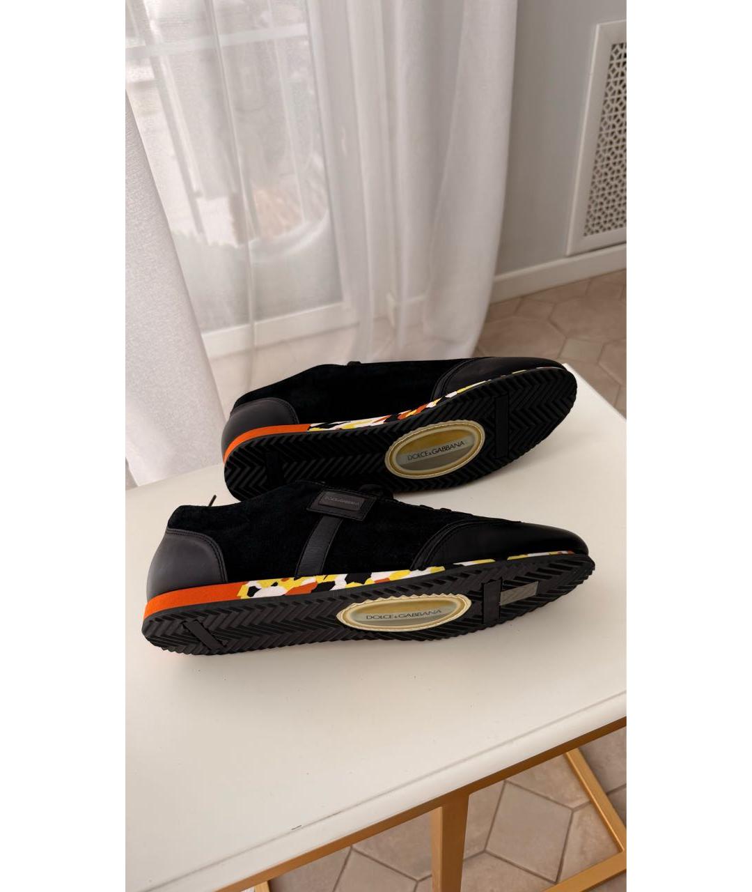 DOLCE&GABBANA Черные кожаные низкие кроссовки / кеды, фото 3