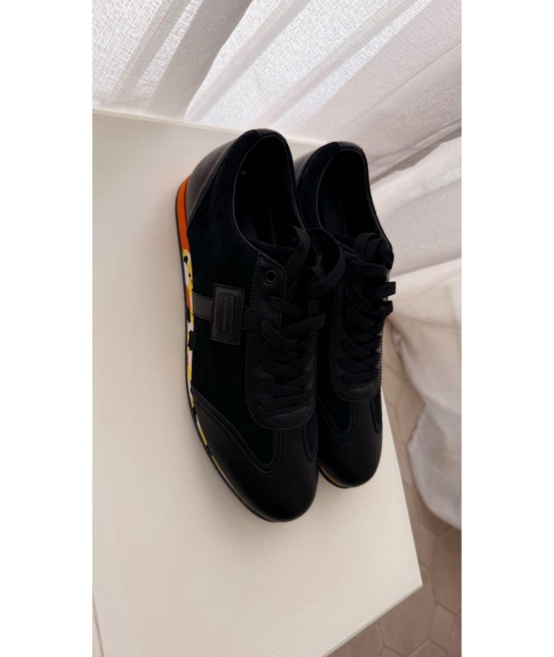 DOLCE&GABBANA Черные кожаные низкие кроссовки / кеды, фото 2